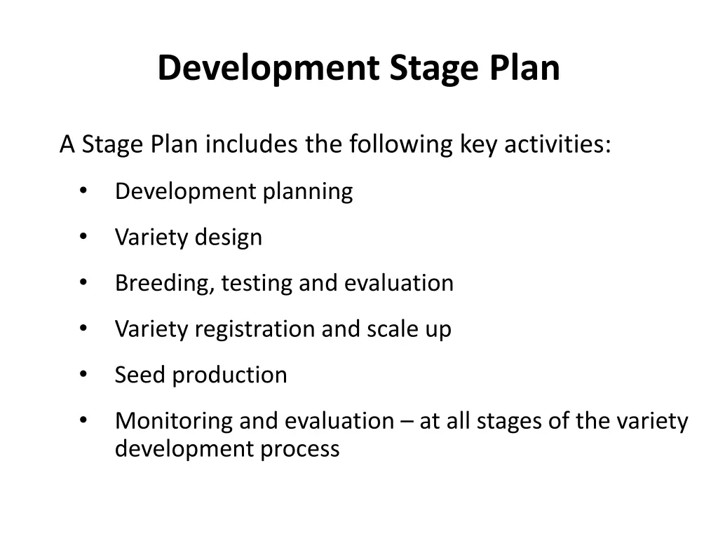 development stage plan 1