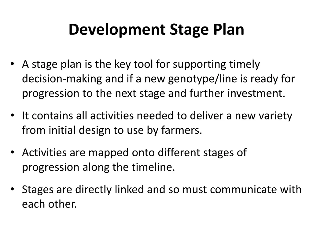 development stage plan