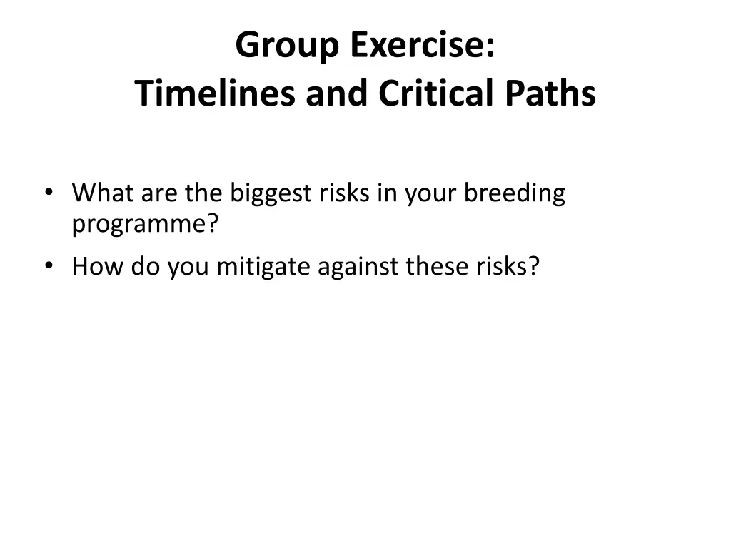 group exercise timelines and critical paths