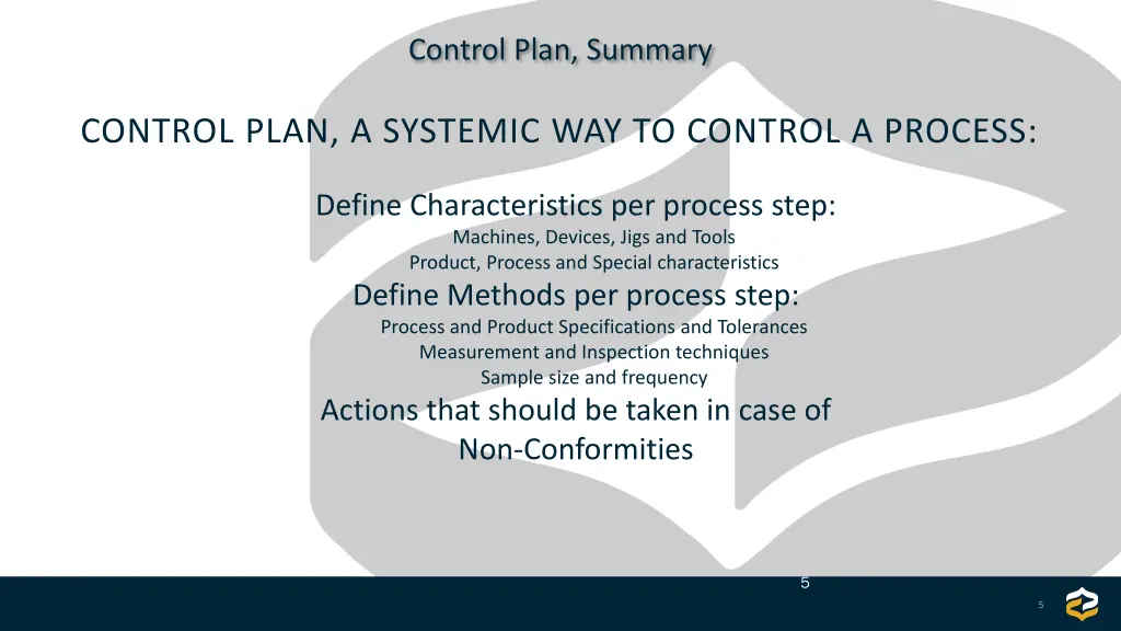 control plan summary