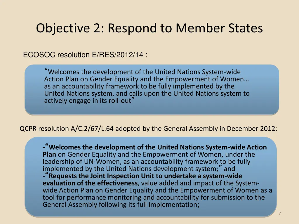 objective 2 respond to member states