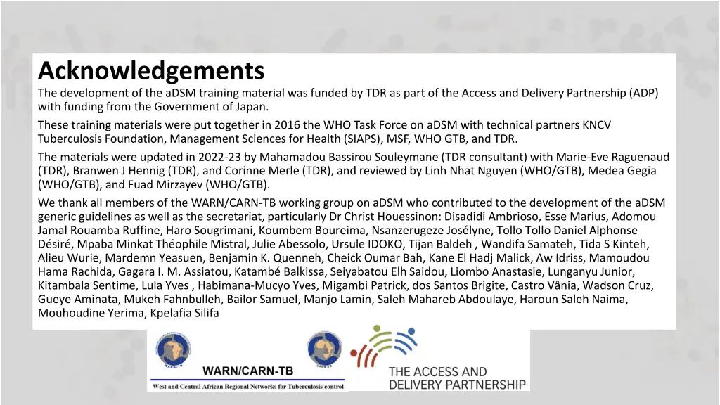 acknowledgements the development of the adsm