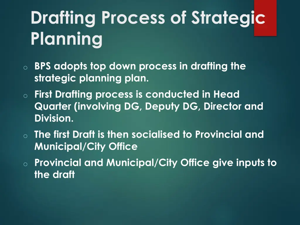 drafting process of strategic planning