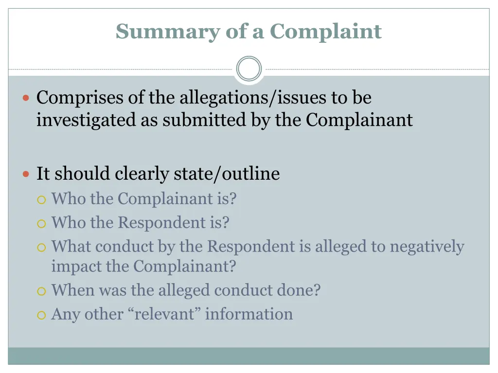 summary of a complaint