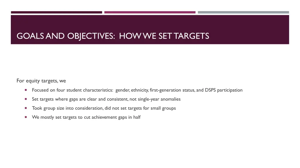 goals and objectives how we set targets 1