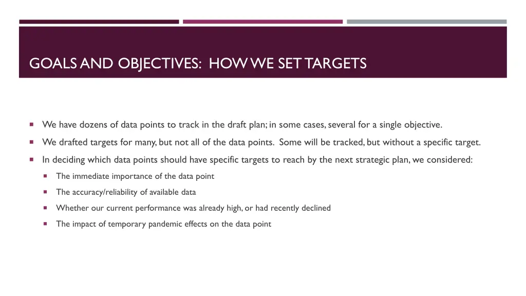 goals and objectives how we set targets