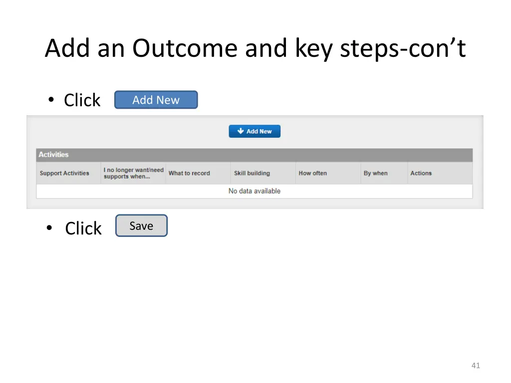 add an outcome and key steps con t 2