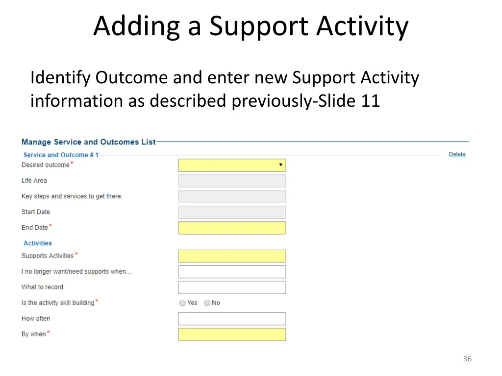 adding a support activity