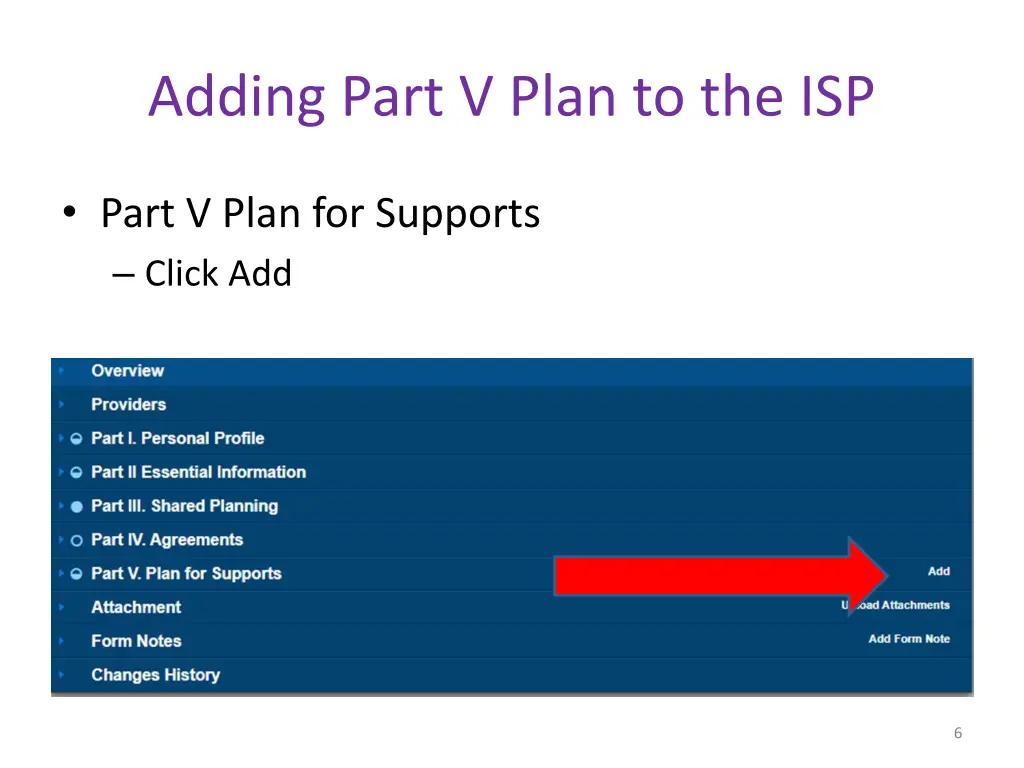 adding part v plan to the isp 2