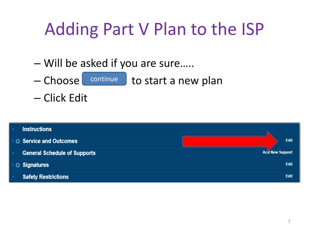 adding part v plan to the isp 3