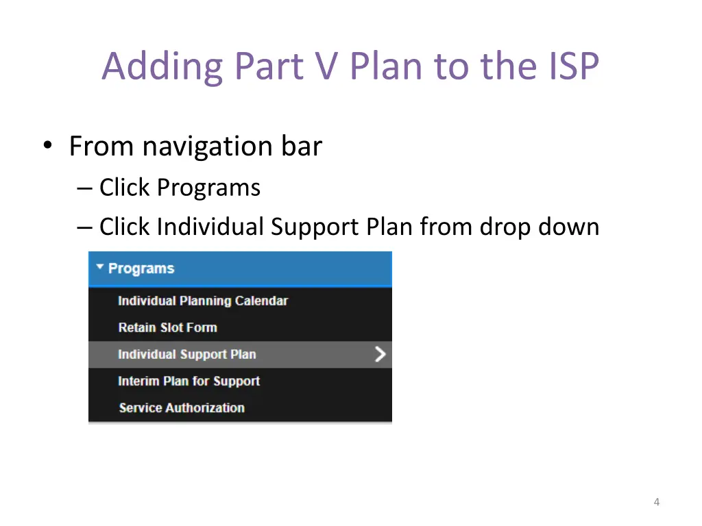 adding part v plan to the isp