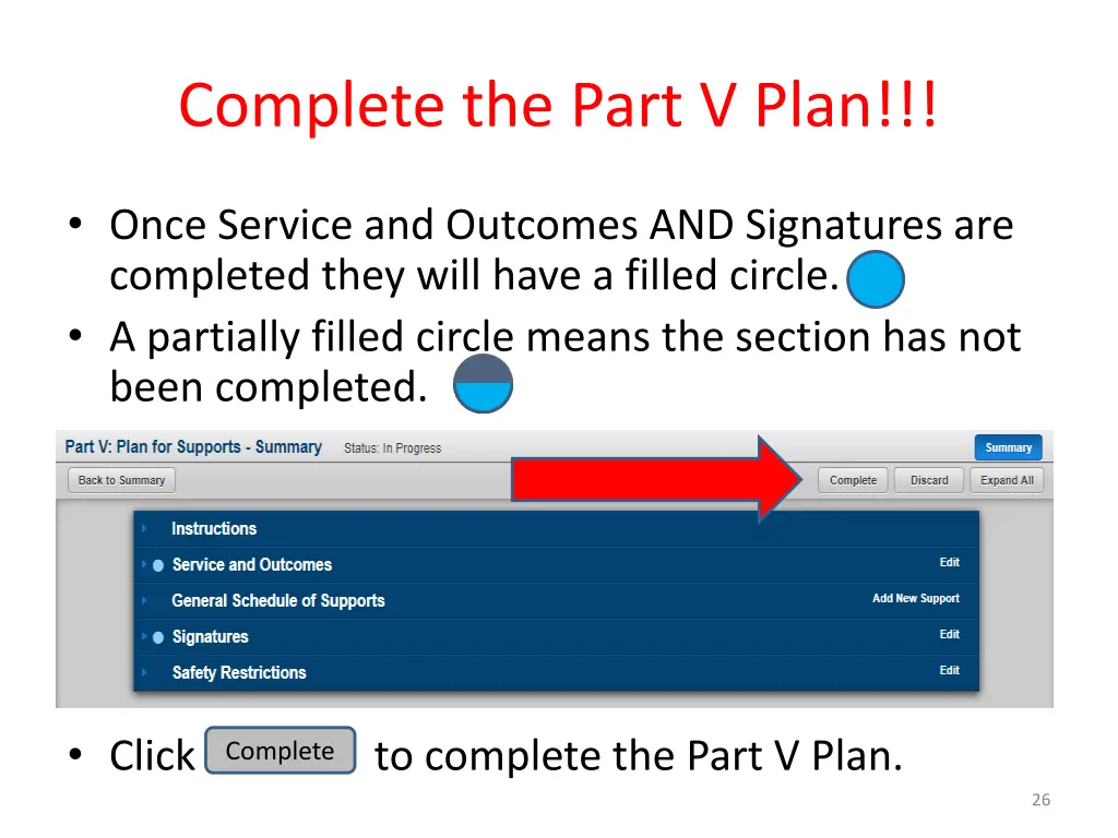 complete the part v plan