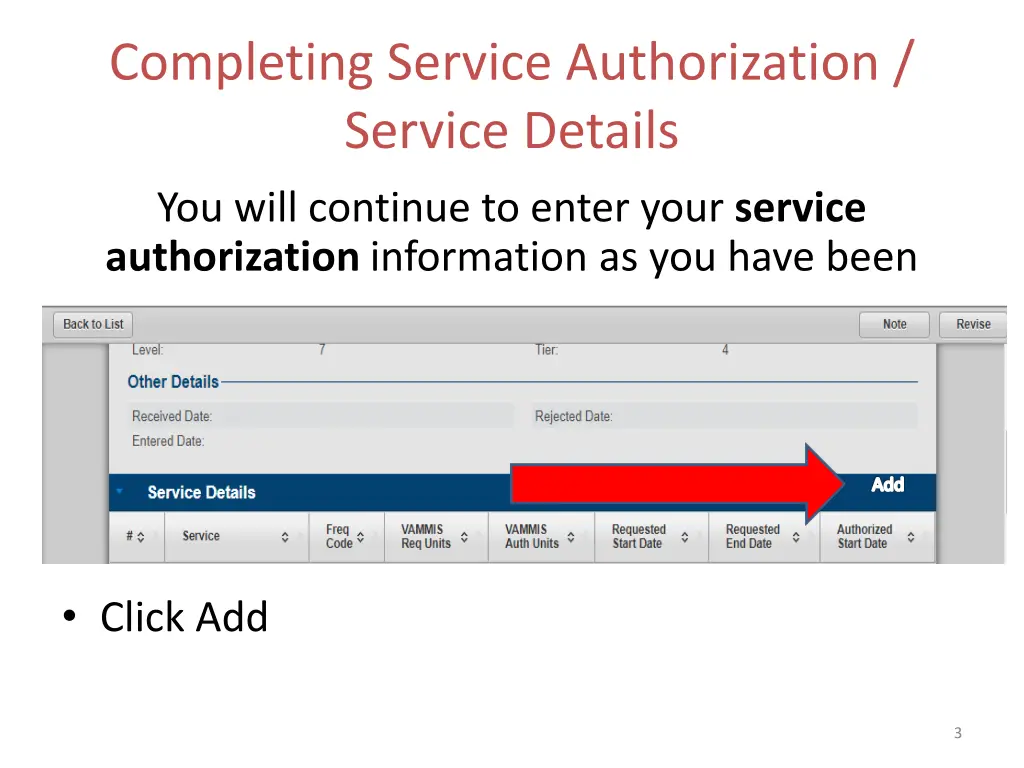 completing service authorization service details