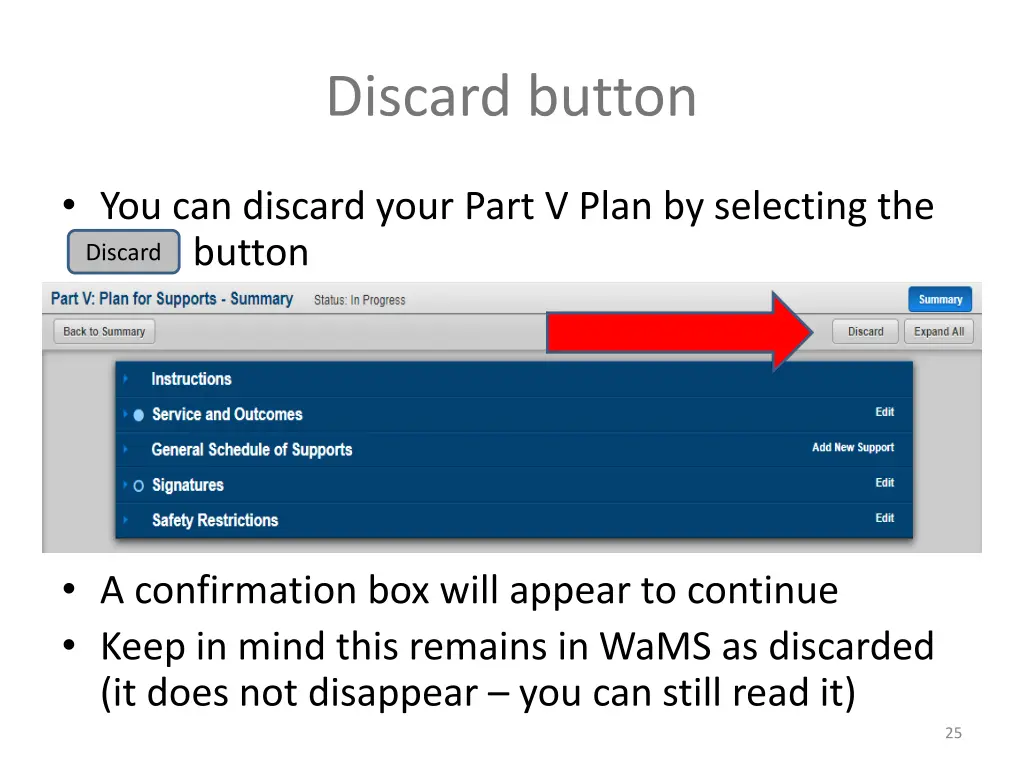 discard button