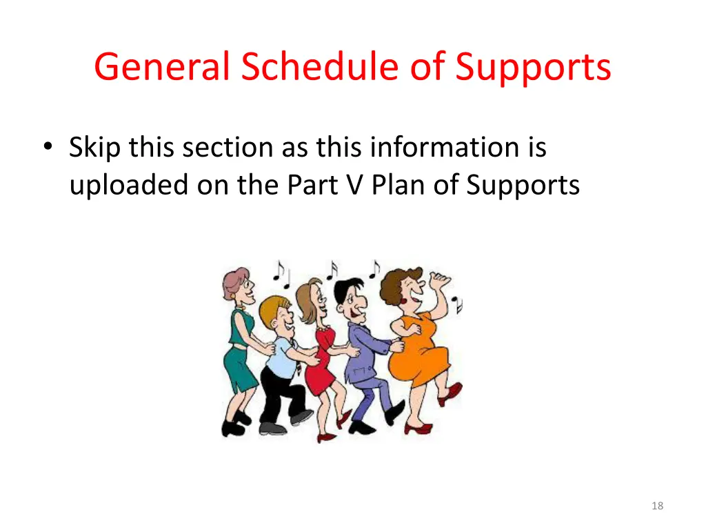 general schedule of supports