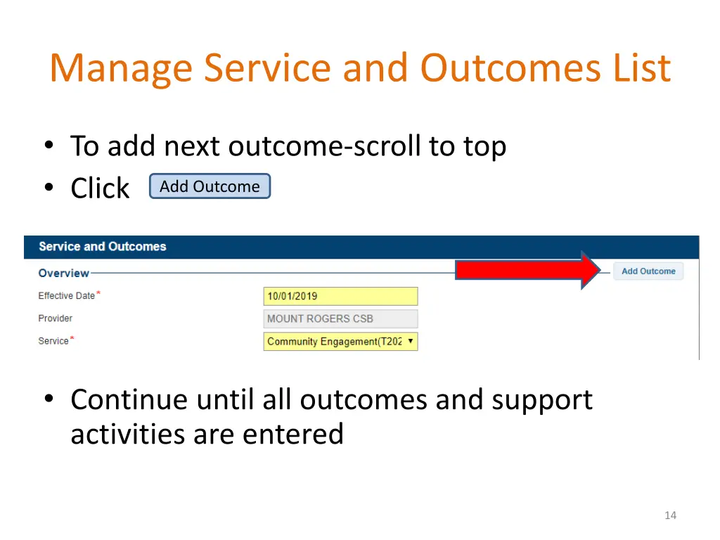 manage service and outcomes list 2