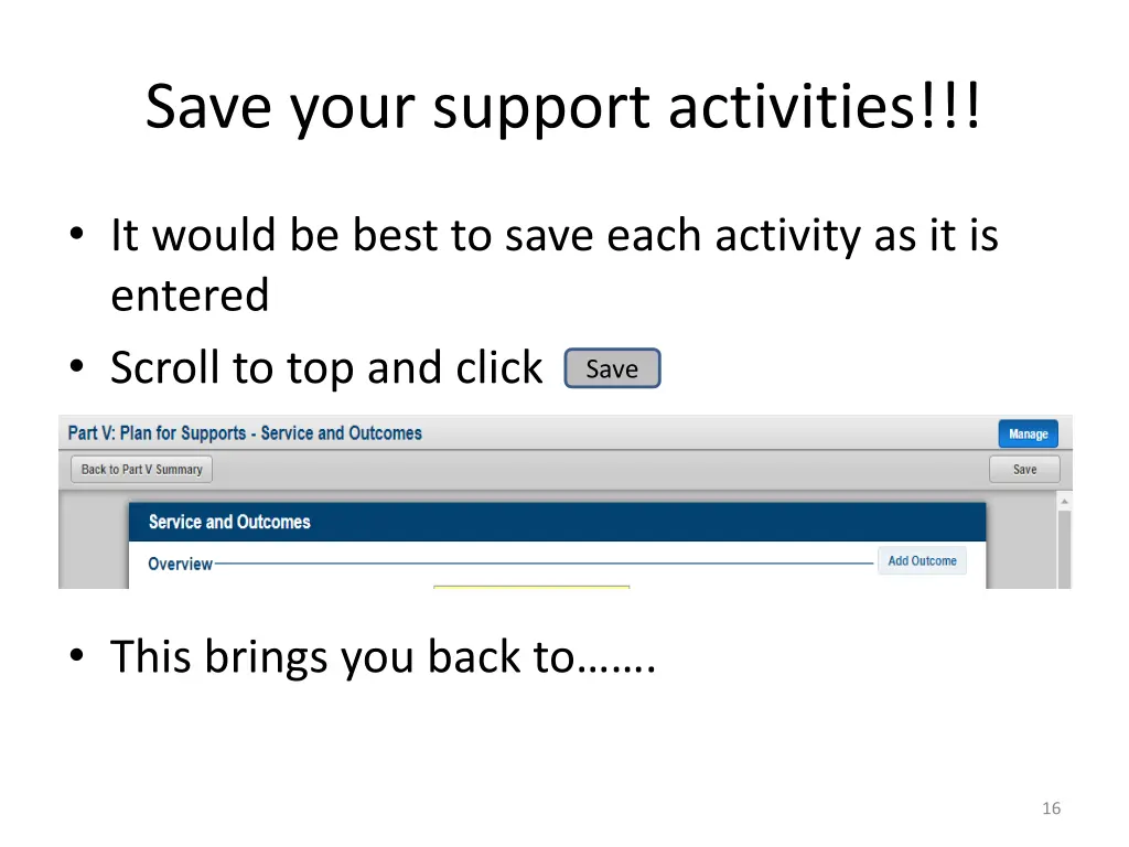 save your support activities