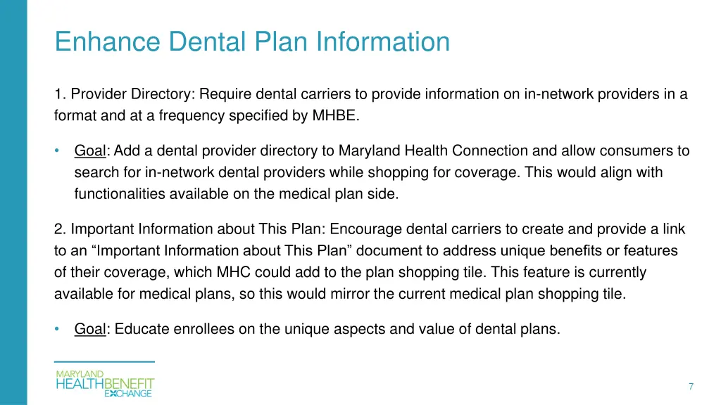 enhance dental plan information