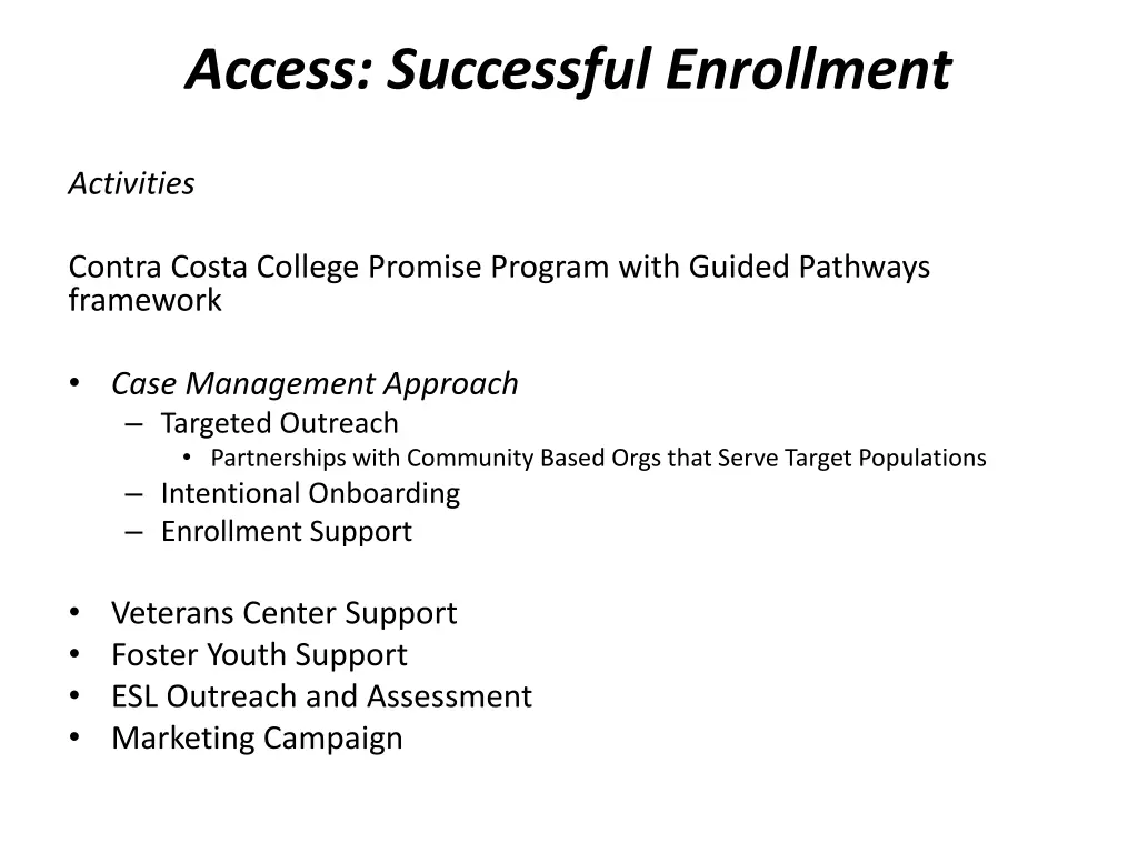 access successful enrollment 1