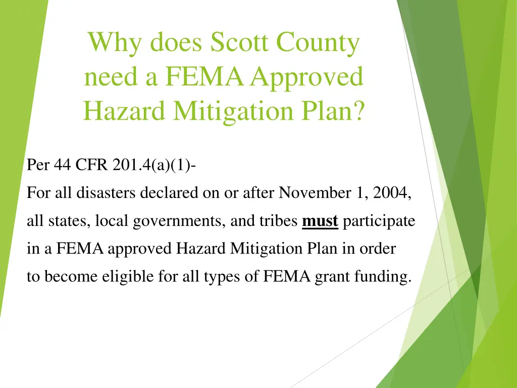 why does scott county need a fema approved hazard