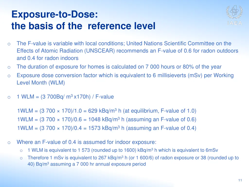 exposure to dose the basis of the reference level 1