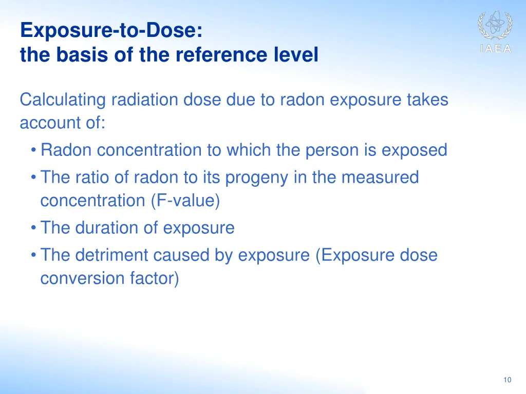 exposure to dose the basis of the reference level