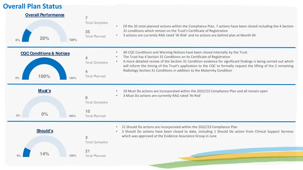 overall plan status overall performance