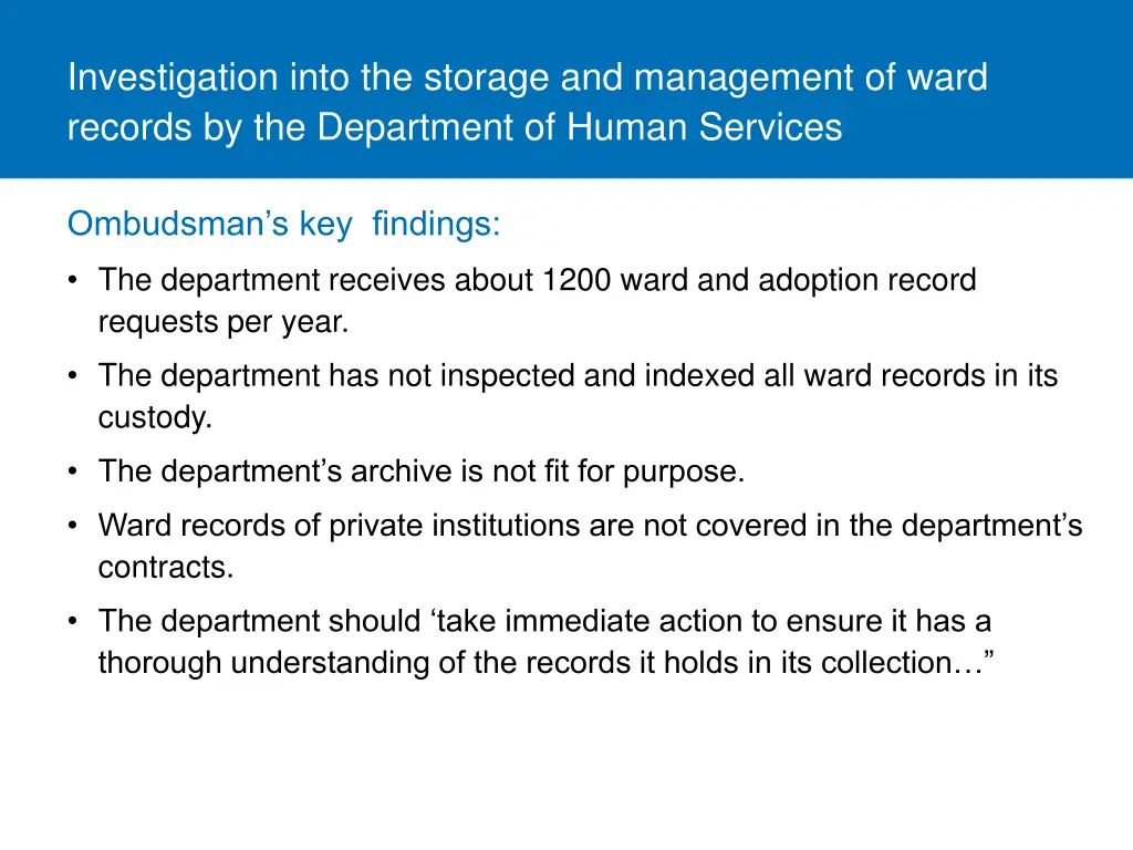 investigation into the storage and management