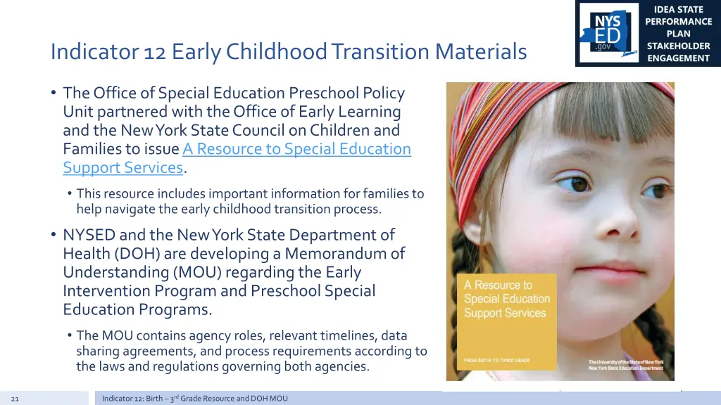 indicator 12 early childhood transition materials