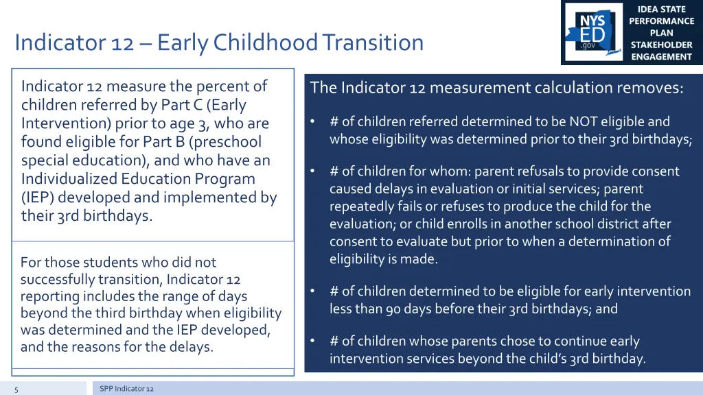 indicator 12 early childhood transition