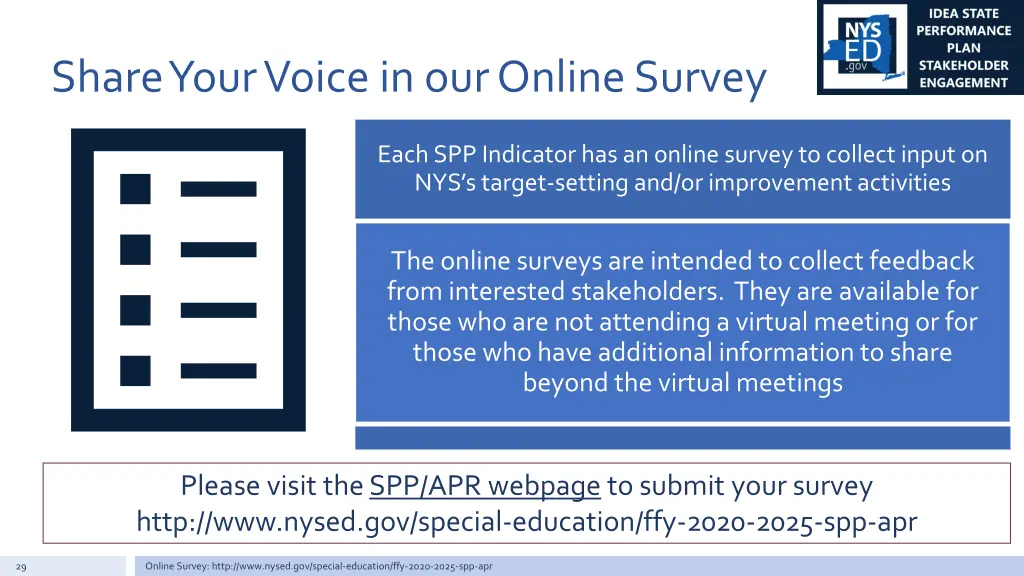 share your voice in our online survey