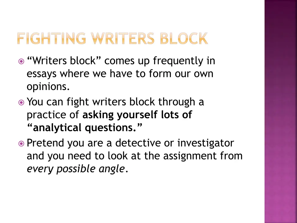 fighting writers block