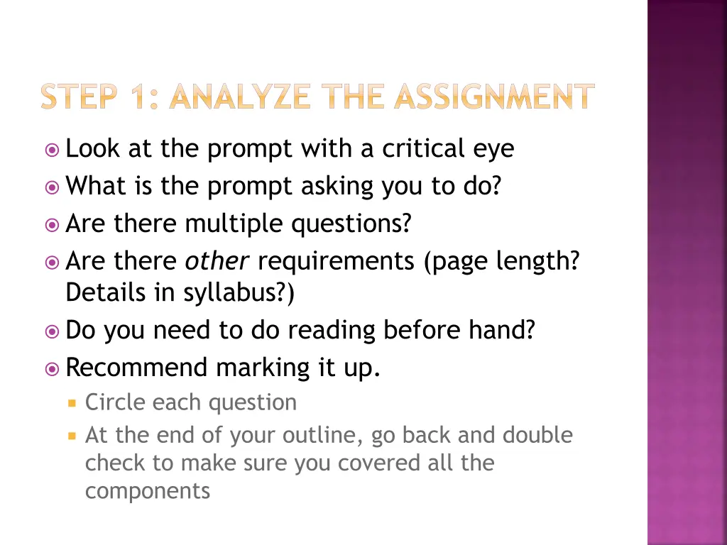 step 1 analyze the assignment