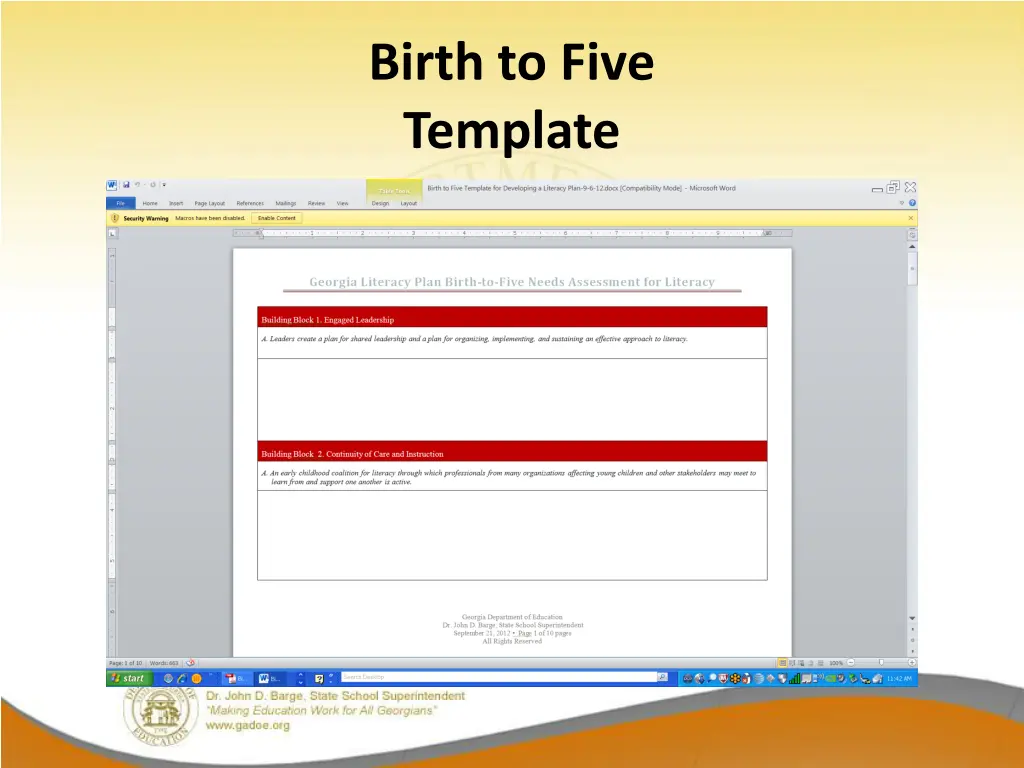 birth to five template