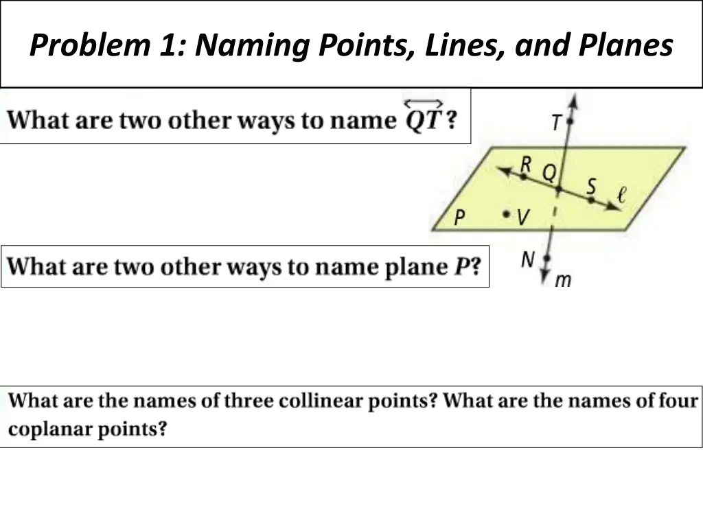 problem 1 naming points lines and planes