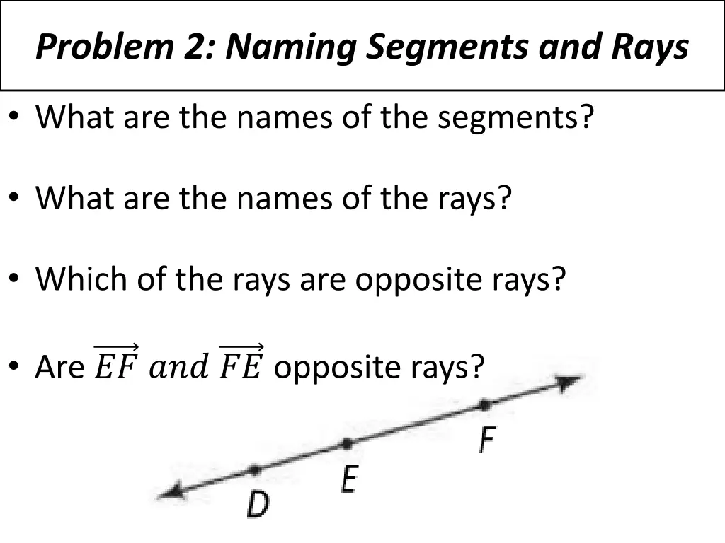 problem 2 naming segments and rays