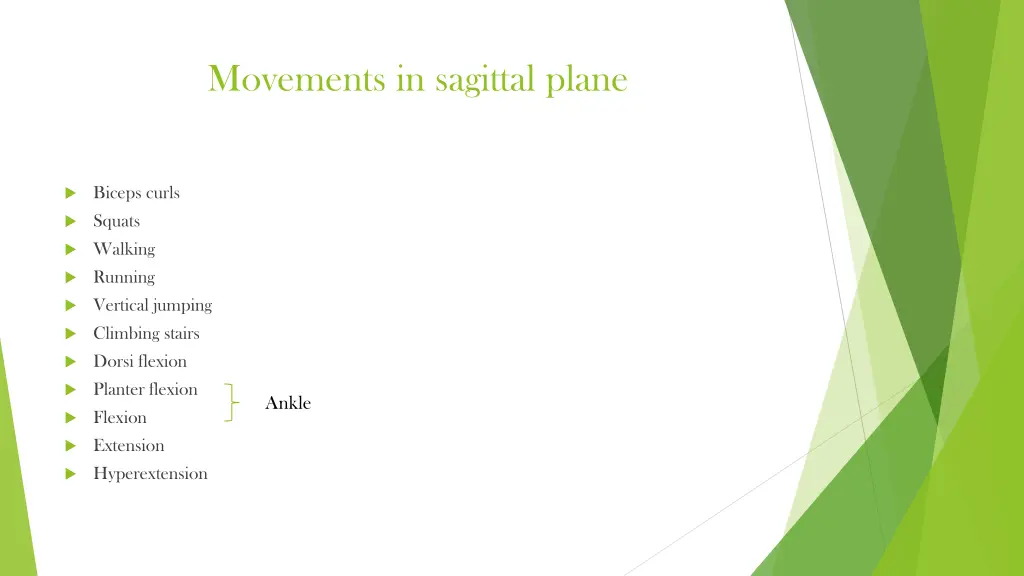 movements in sagittal plane