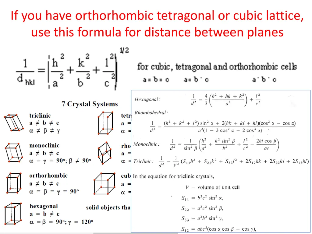 if you have orthorhombic tetragonal or cubic 1