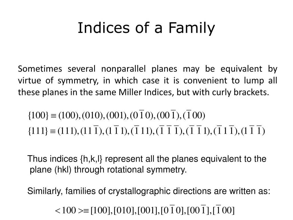 indices of a family 1