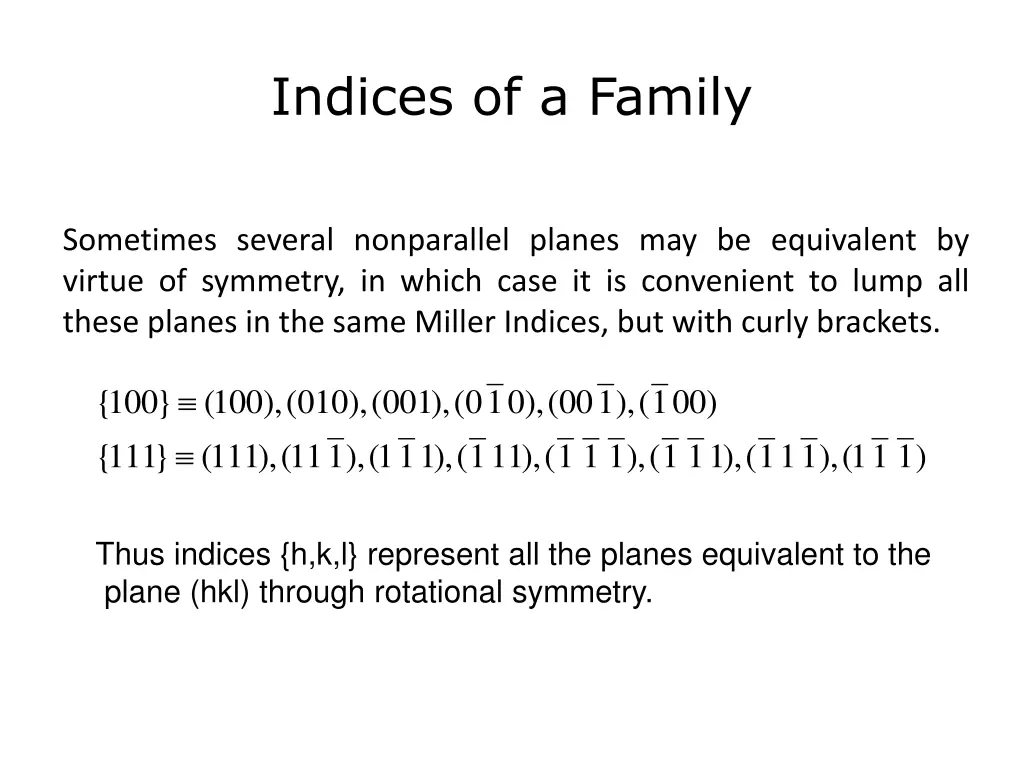 indices of a family