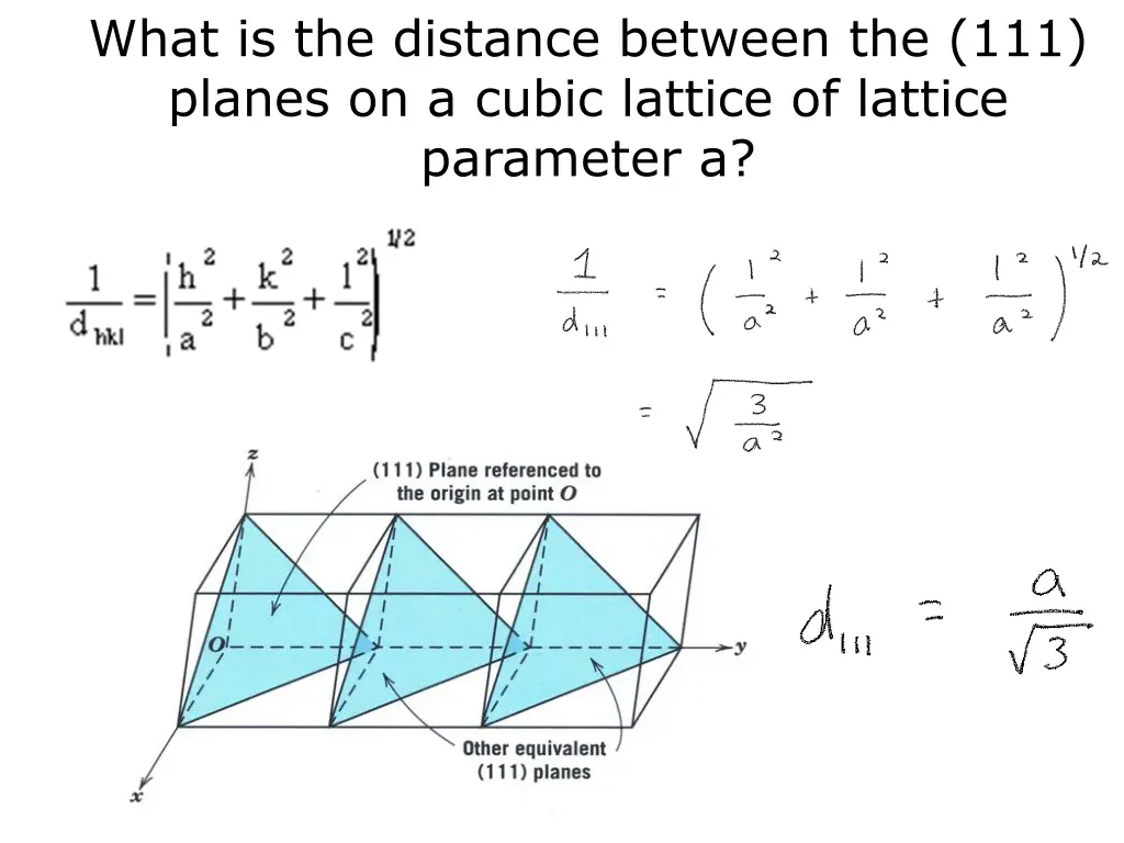 what is the distance between the 111 planes 1