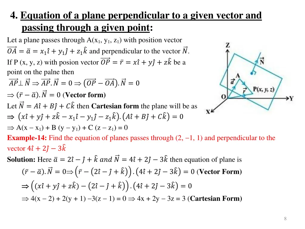 4 equation of a plane perpendicular to a given