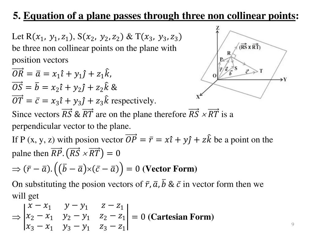 5 equation of a plane passes through three