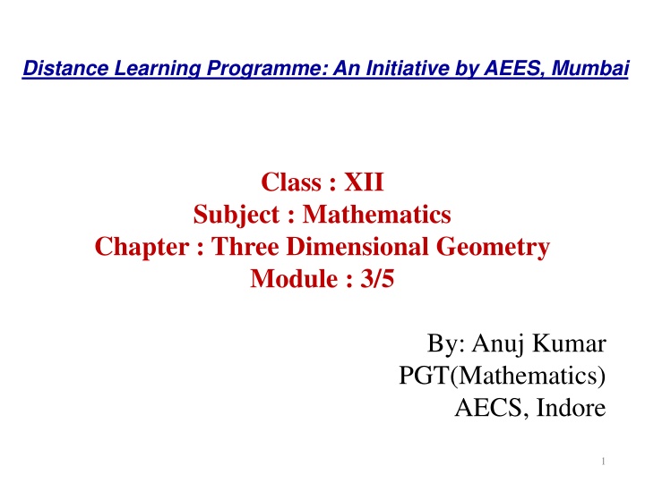 distance learning programme an initiative by aees