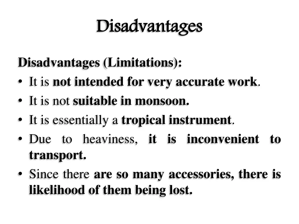 disadvantages