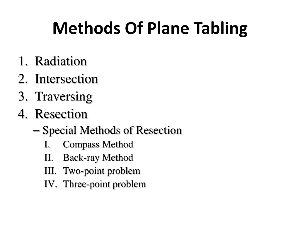 methods of plane tabling