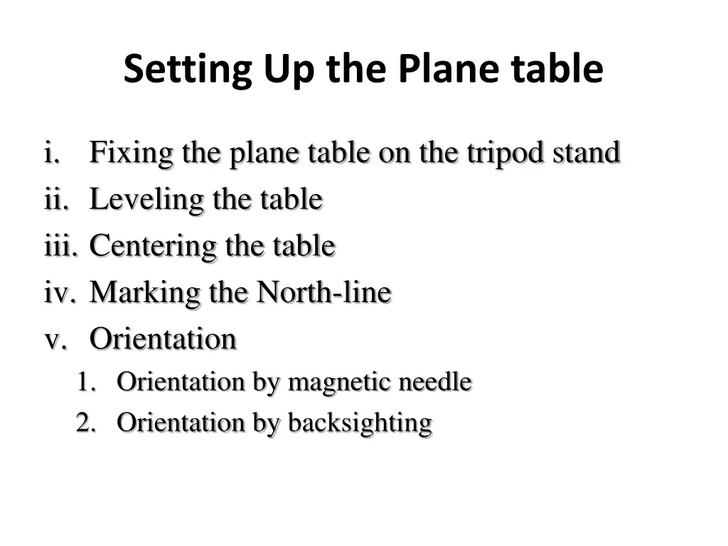 setting up the plane table