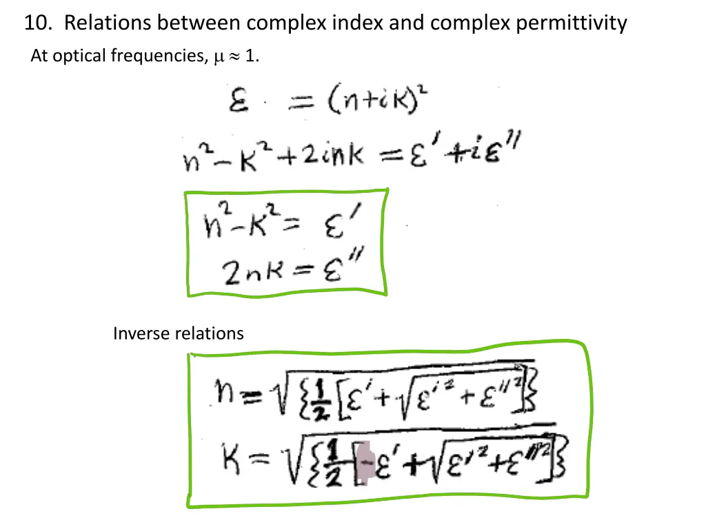 10 relations between complex index and complex