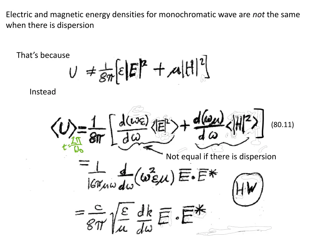 electric and magnetic energy densities