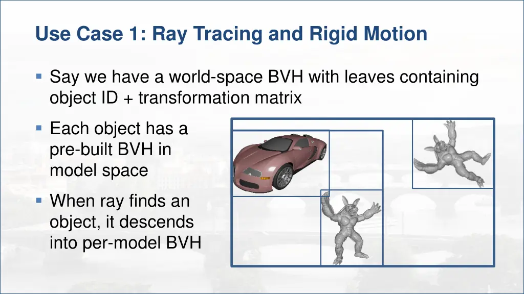 use case 1 ray tracing and rigid motion